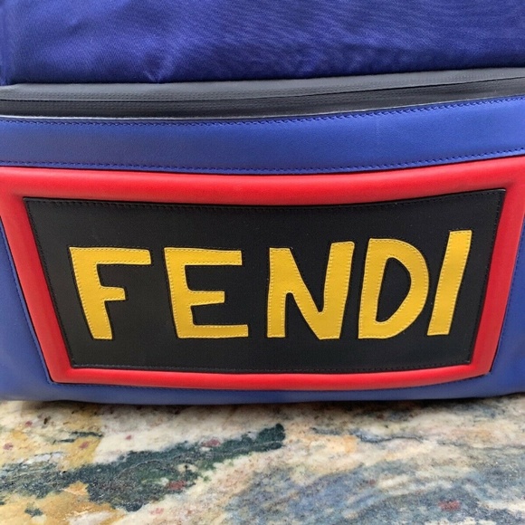 Fendi Monster Drawstring Nylon / Leather Backpack - Picture 3 of 8